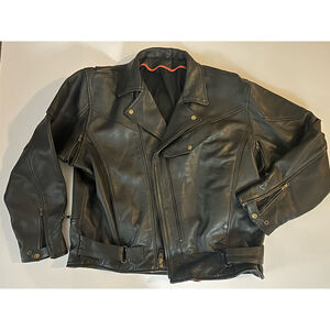 Women’s Unbranded Leather Motorcycle Jacket Size 52 Black
